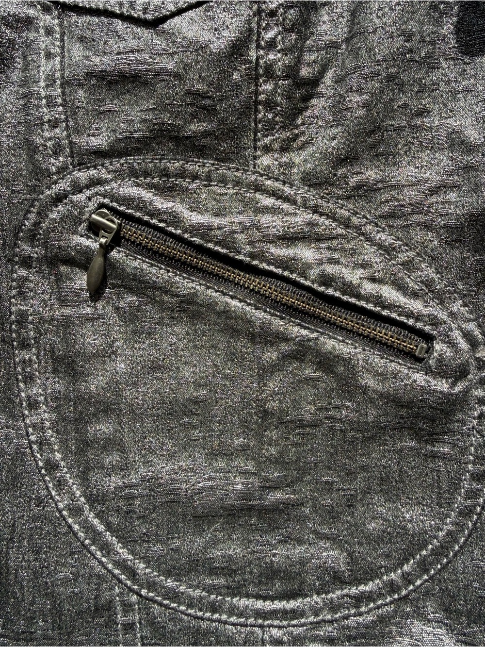 Chicos-Like New Woman’s Chic Metallic Gunmetal Button Up Jacket Size 1 (Medium) - Picture 6 of 11